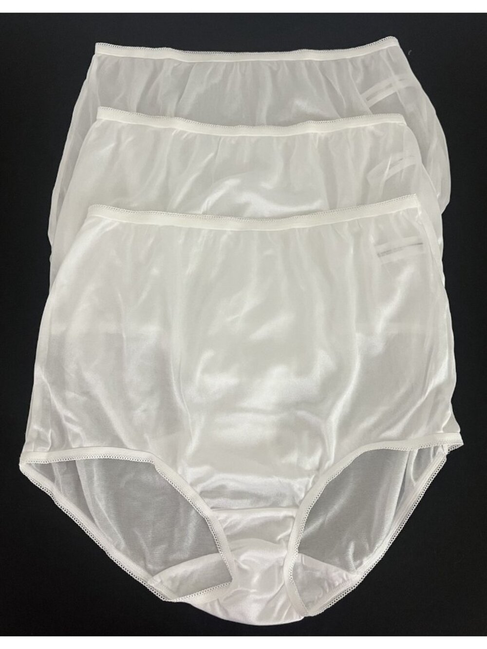 Underscore Women's 7 100% Nylon Panties Briefs Granny Panty 3pr White NWOT
